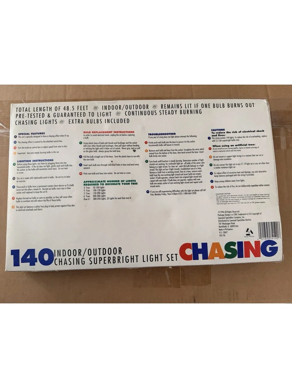 NOS! 140 Super Bright Multicolor Chasing Lights w Speed Controller - Vintage